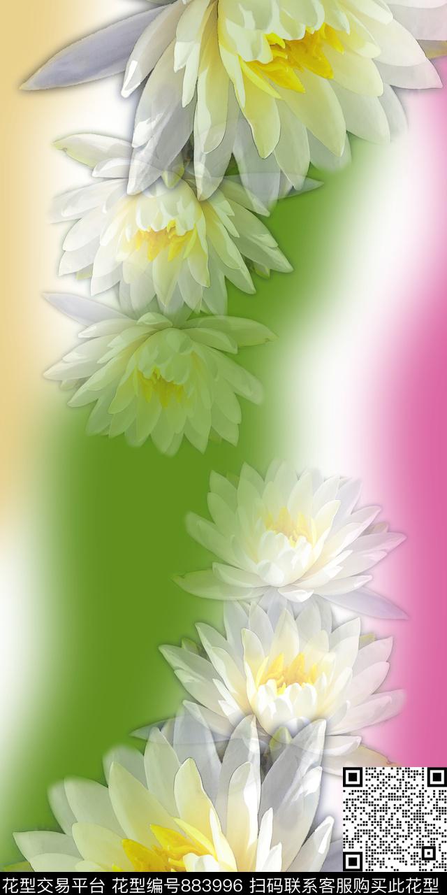 时尚梦幻花卉数码印花华亿平台下载（图片编号: 883996） - 瓦栏（Walan）
