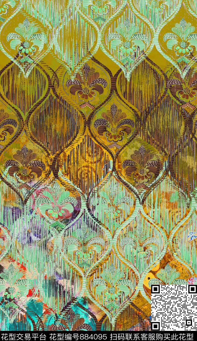 手绘肌理渐变数码印花华亿平台下载（图片编号: 884095） - 瓦栏（Walan）