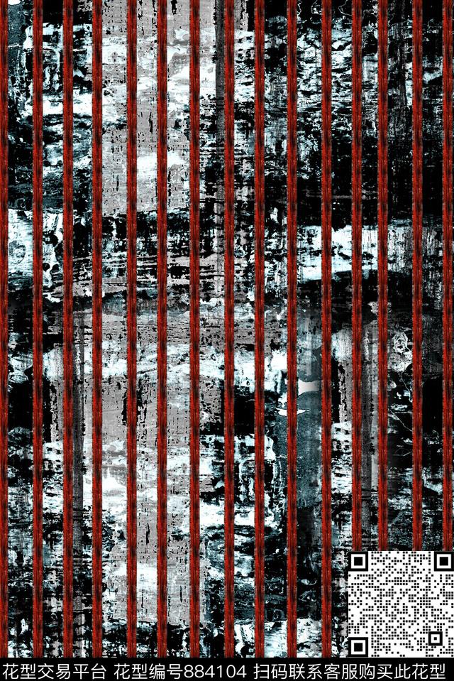 水墨泼墨条纹数码印花华亿平台下载（图片编号: 884104） - 瓦栏（Walan）
