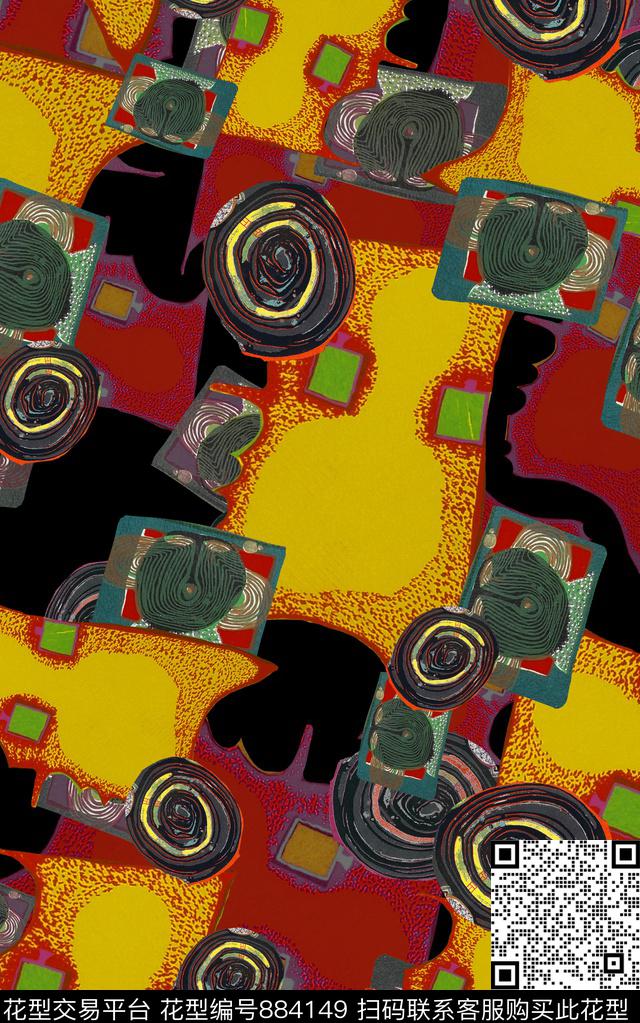 几何油画风肌理数码印花华亿平台下载（图片编号: 884149） - 瓦栏（Walan）