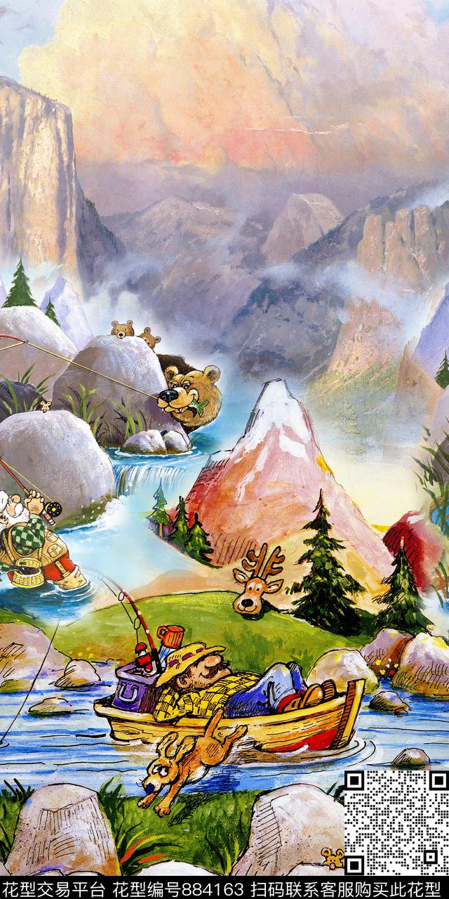 风景趣味田园数码印花华亿平台下载（图片编号: 884163） - 瓦栏（Walan）