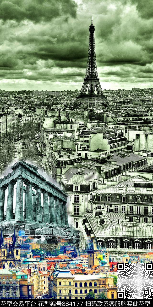 风景建筑欧式数码印花华亿平台下载（图片编号: 884177） - 瓦栏（Walan）