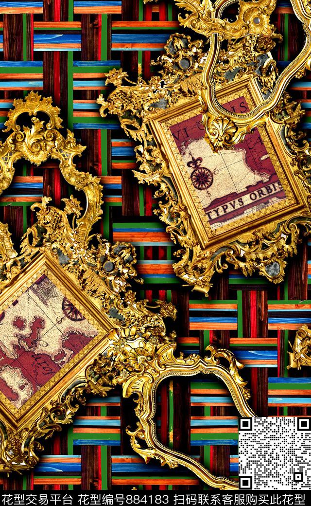 民族风欧式花纹几何数码印花华亿平台下载（图片编号: 884183） - 瓦栏（Walan）