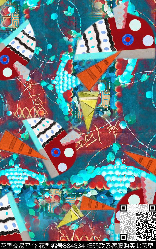 肌理部落油画风数码印花华亿平台下载（图片编号: 884334） - 瓦栏（Walan）