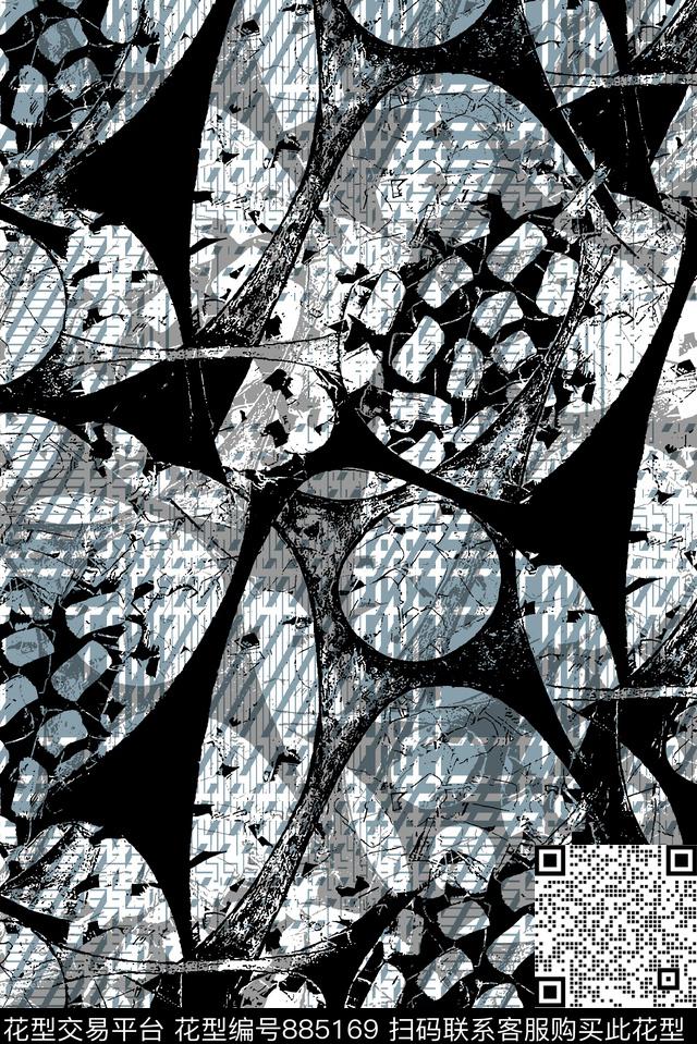 抽象纹理几何格子传统印花华亿平台下载（图片编号: 885169） - 瓦栏（Walan）