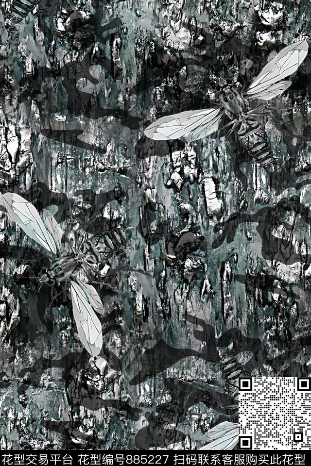 抽象纹理迷彩纹理昆虫数码印花华亿平台下载（图片编号: 885227） - 瓦栏（Walan）