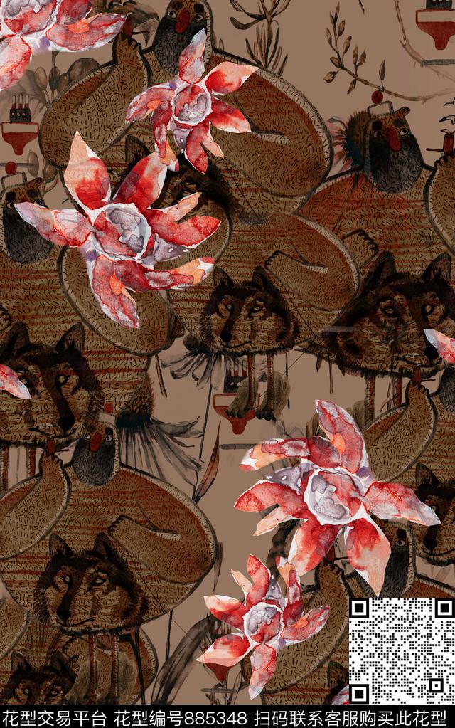 花卉肌理手绘数码印花华亿平台下载（图片编号: 885348） - 瓦栏（Walan）