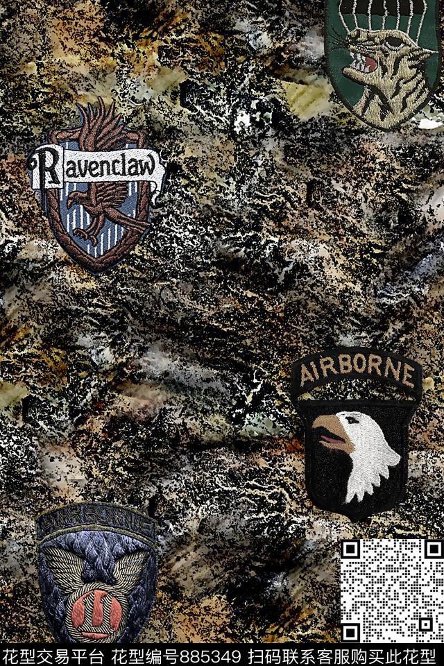 标章潮牌章仔复古纹理数码印花华亿平台下载（图片编号: 885349） - 瓦栏（Walan）