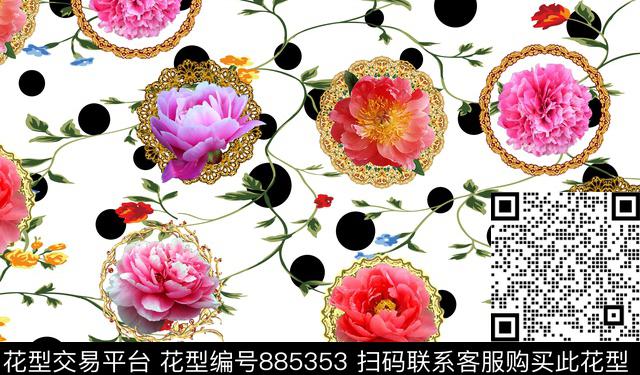 花卉热带叶子数码印花华亿平台下载（图片编号: 885353） - 瓦栏（Walan）