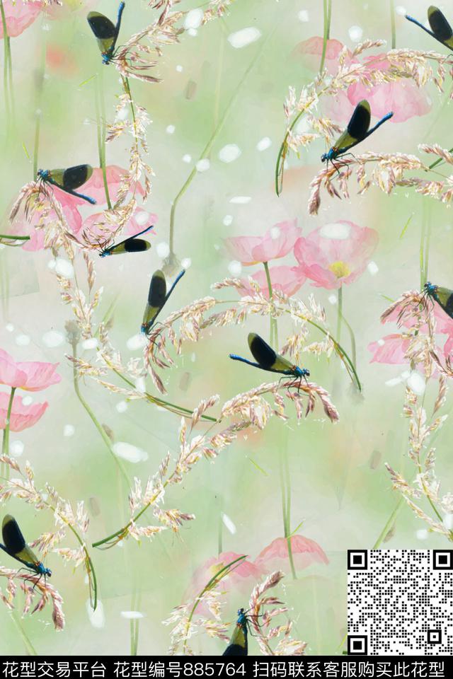 淡雅静怡清新数码印花华亿平台下载（图片编号: 885764） - 瓦栏（Walan）