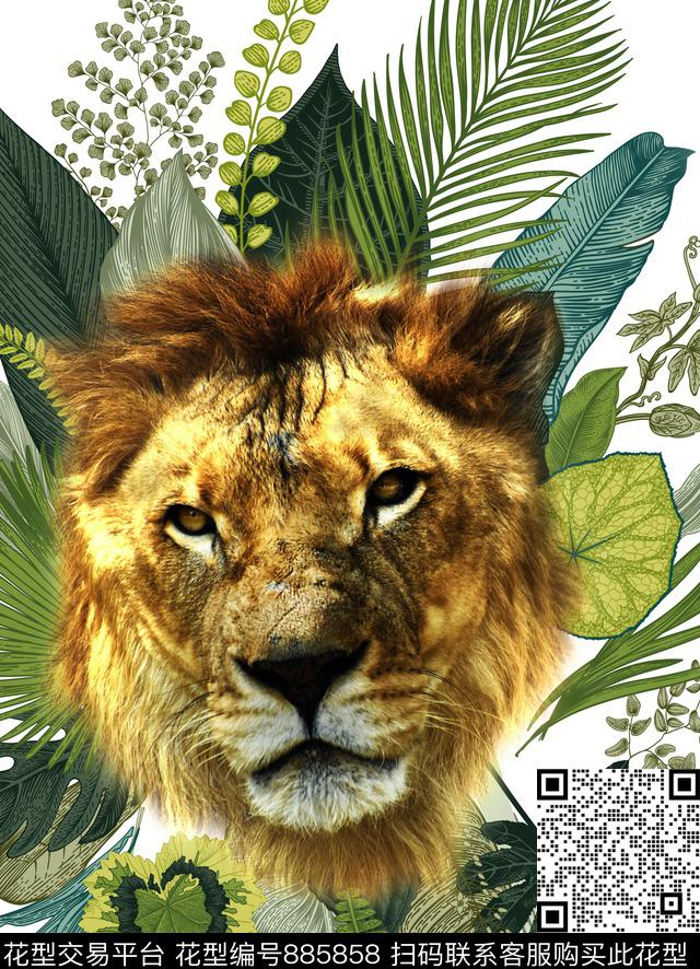 老虎虎头动物数码印花华亿平台下载（图片编号: 885858） - 瓦栏（Walan）