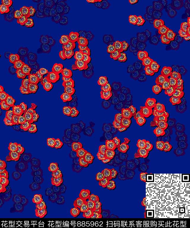 中国风满花枫叶数码印花华亿平台下载（图片编号: 885962） - 瓦栏（Walan）