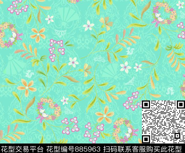 花朵小碎花花卉数码印花华亿平台下载（图片编号: 885963） - 瓦栏（Walan）