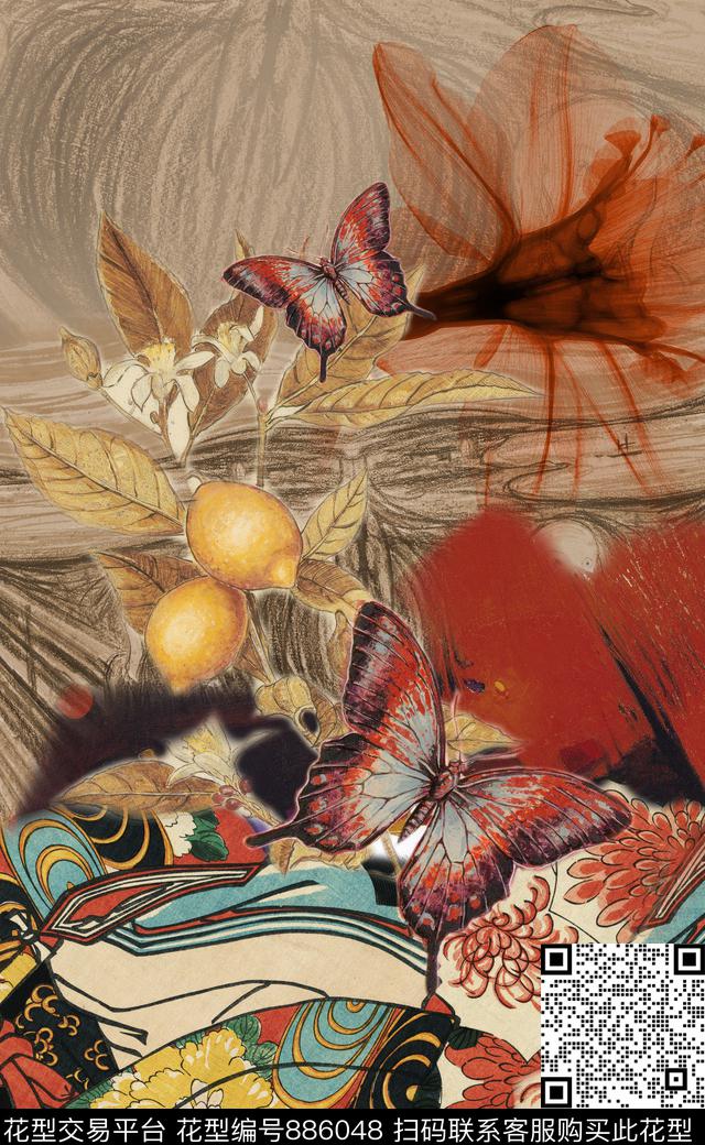 民族风中国风油画风数码印花华亿平台下载（图片编号: 886048） - 瓦栏（Walan）