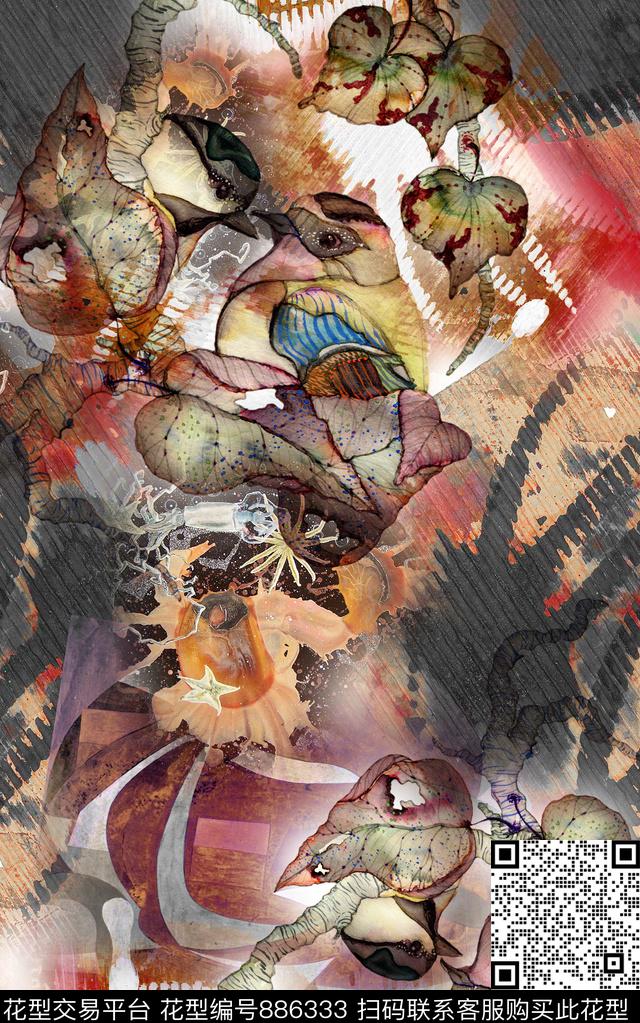 波西米亚民族风中国风数码印花华亿平台下载（图片编号: 886333） - 瓦栏（Walan）