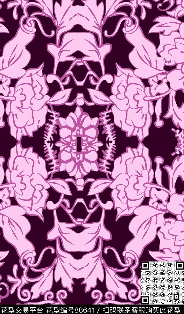 民族风图腾宫廷风传统印花华亿平台下载（图片编号: 886417） - 瓦栏（Walan）