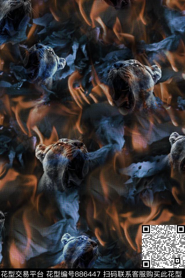 火焰抽象男装数码印花华亿平台下载（图片编号: 886447） - 瓦栏（Walan）