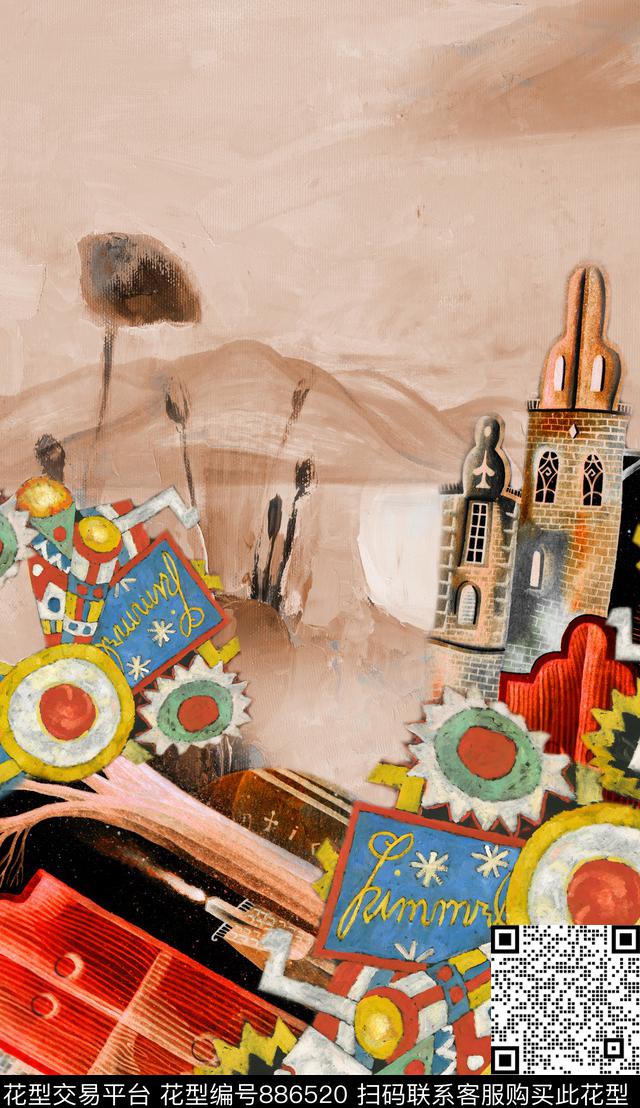 油画风格民族风波西米亚数码印花华亿平台下载（图片编号: 886520） - 瓦栏（Walan）