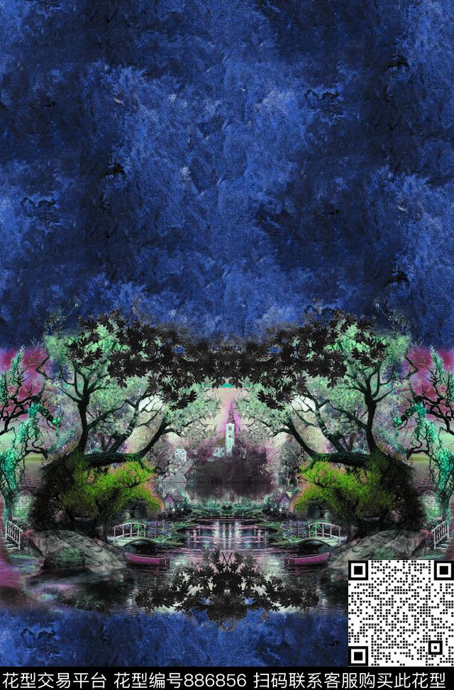 国画工笔画民族风数码印花华亿平台下载（图片编号: 886856） - 瓦栏（Walan）