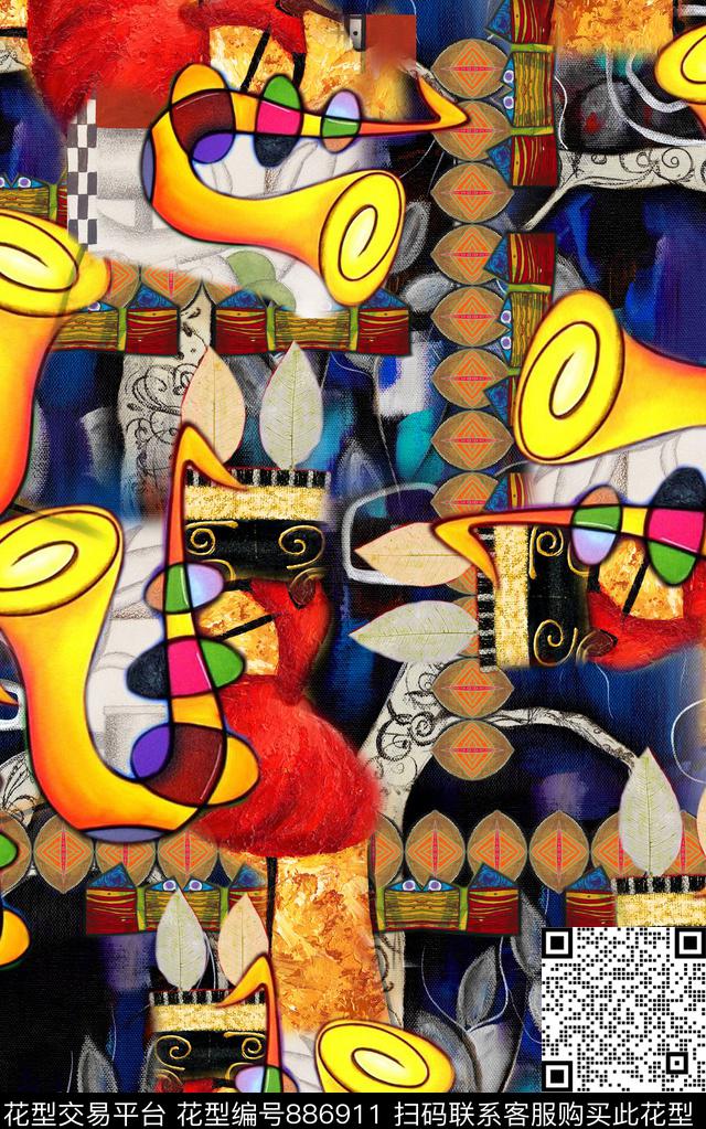 中国风波西米亚民族风数码印花华亿平台下载（图片编号: 886911） - 瓦栏（Walan）