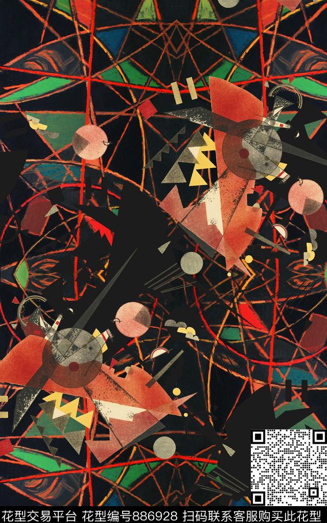 油画风波西米亚民族风数码印花华亿平台下载（图片编号: 886928） - 瓦栏（Walan）