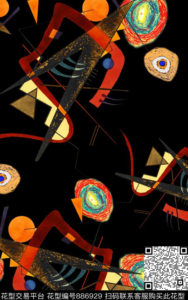 油画风波西米亚民族风数码印花华亿平台下载（图片编号: 886929） - 瓦栏（Walan）