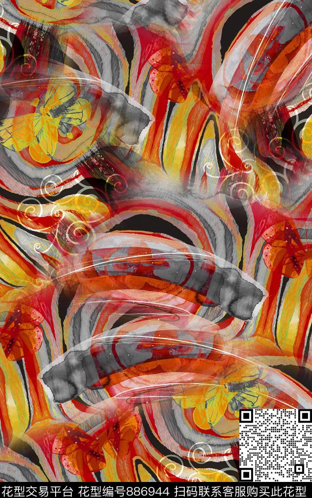 油画风波西米亚民族风数码印花华亿平台下载（图片编号: 886944） - 瓦栏（Walan）