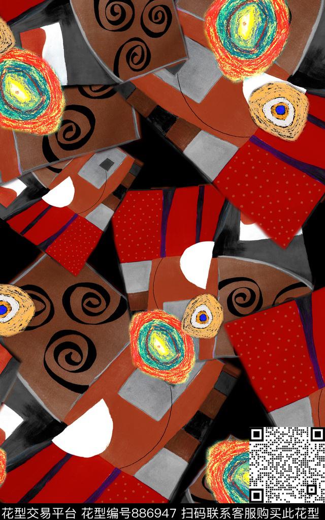 油画风波西米亚民族风数码印花华亿平台下载（图片编号: 886947） - 瓦栏（Walan）