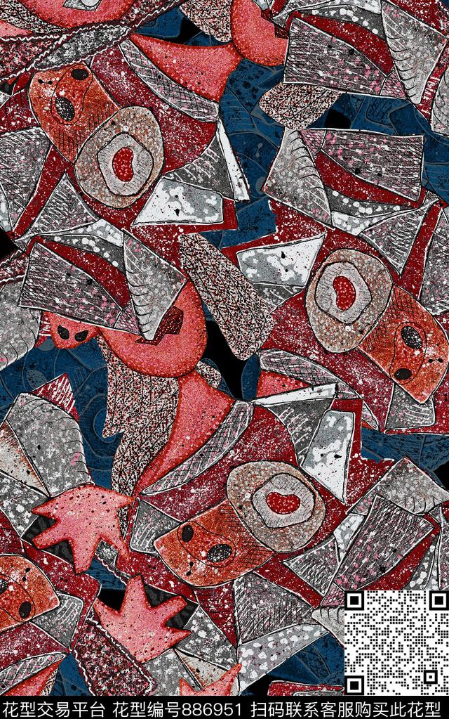 波西米亚民族风斑驳花卉数码印花华亿平台下载（图片编号: 886951） - 瓦栏（Walan）