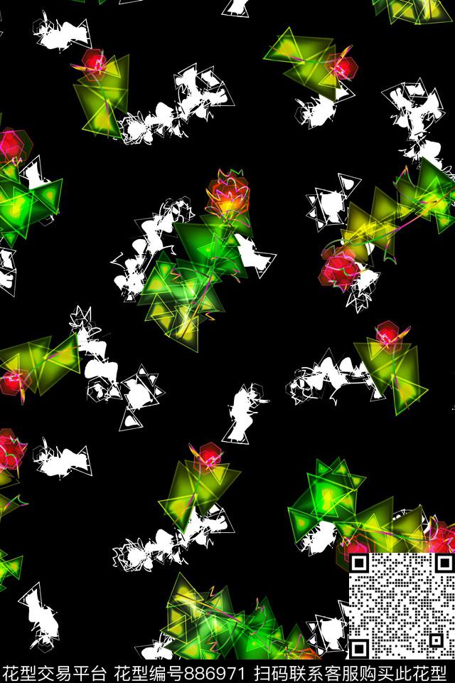 抽象艺术手绘抽象花卉凌乱花卉数码印花华亿平台下载（图片编号: 886971） - 瓦栏（Walan）
