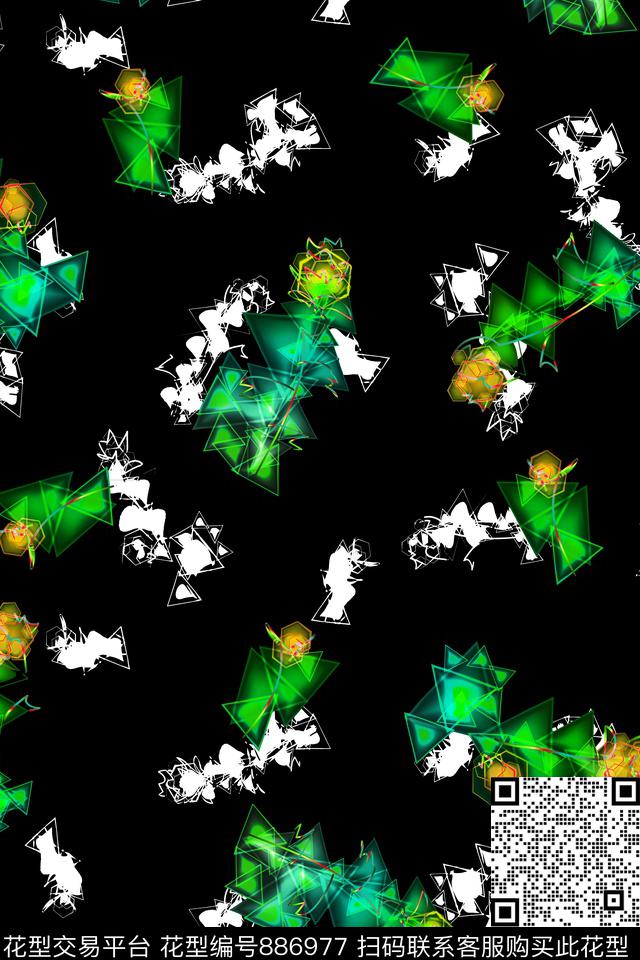 抽象艺术手绘抽象花卉凌乱花卉数码印花华亿平台下载（图片编号: 886977） - 瓦栏（Walan）