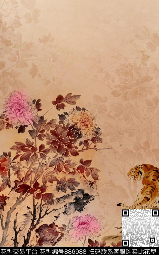 花卉流行时尚数码印花华亿平台下载（图片编号: 886988） - 瓦栏（Walan）