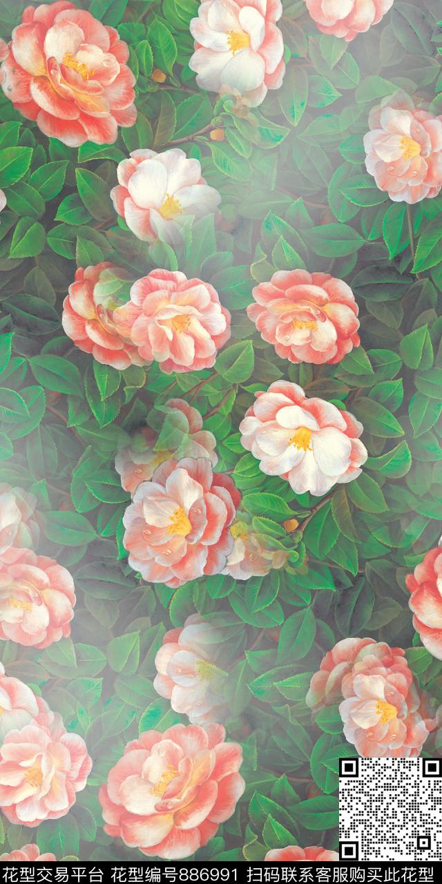 花朵乱花满版花数码印花华亿平台下载（图片编号: 886991） - 瓦栏（Walan）
