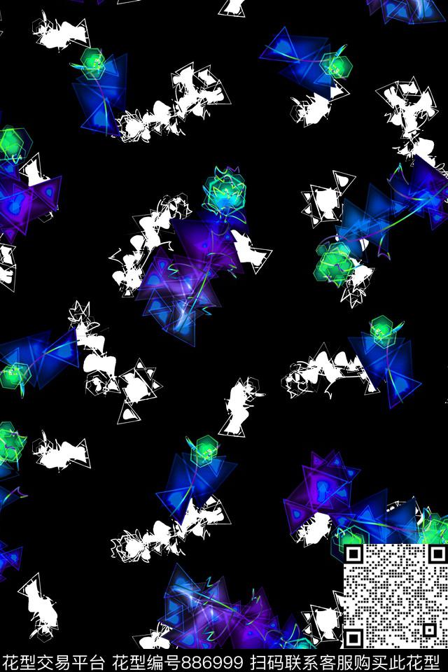 抽象艺术手绘抽象花卉凌乱花卉数码印花华亿平台下载（图片编号: 886999） - 瓦栏（Walan）