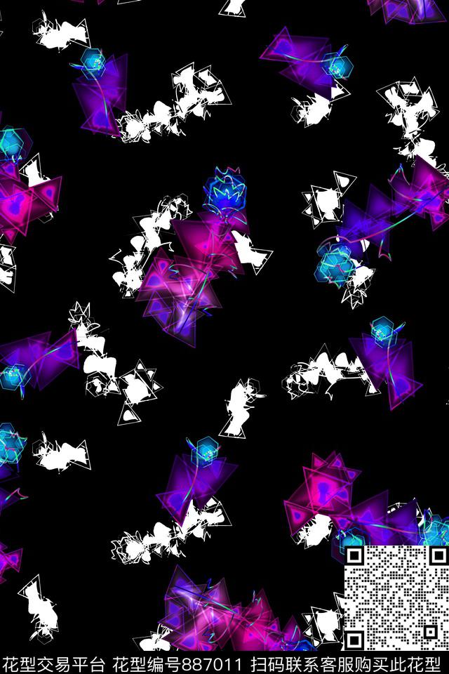 抽象艺术手绘抽象花卉凌乱花卉数码印花华亿平台下载（图片编号: 887011） - 瓦栏（Walan）