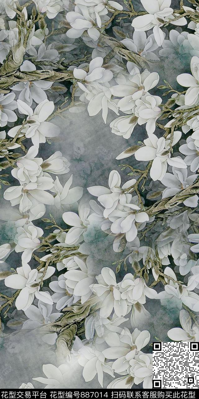 花朵乱花满版花数码印花华亿平台下载（图片编号: 887014） - 瓦栏（Walan）