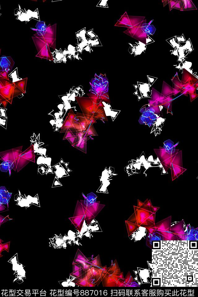 抽象艺术手绘抽象花卉凌乱花卉数码印花华亿平台下载（图片编号: 887016） - 瓦栏（Walan）