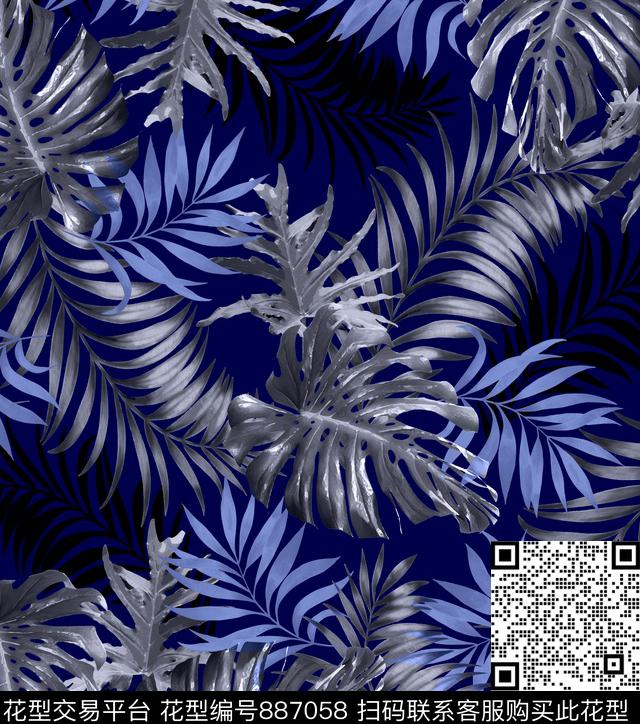 时尚男装时尚泳装热带植物数码印花华亿平台下载（图片编号: 887058） - 瓦栏（Walan）