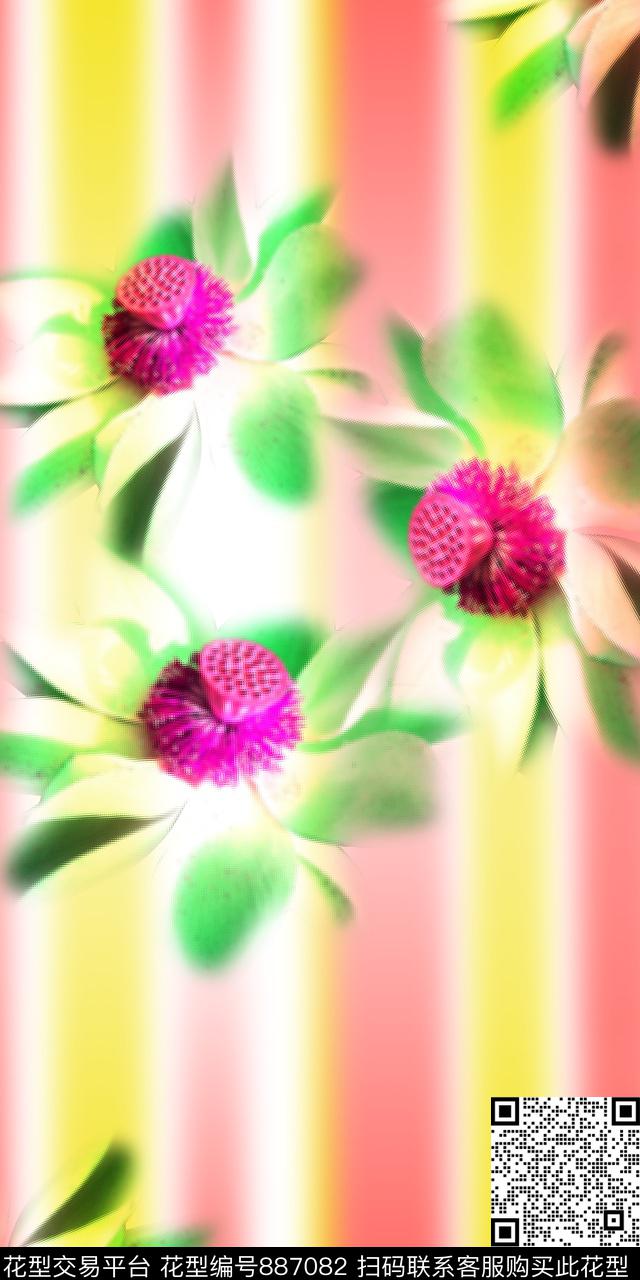 荷花渐变梦幻数码印花华亿平台下载（图片编号: 887082） - 瓦栏（Walan）