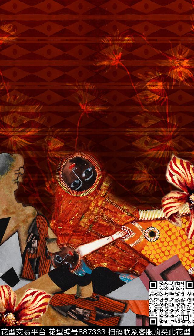 波西米亚民族风中国风数码印花华亿平台下载（图片编号: 887333） - 瓦栏（Walan）