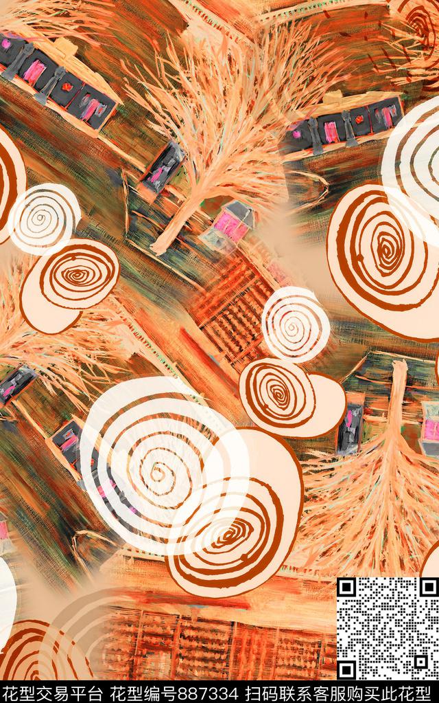 波西米亚民族风中国风数码印花华亿平台下载（图片编号: 887334） - 瓦栏（Walan）