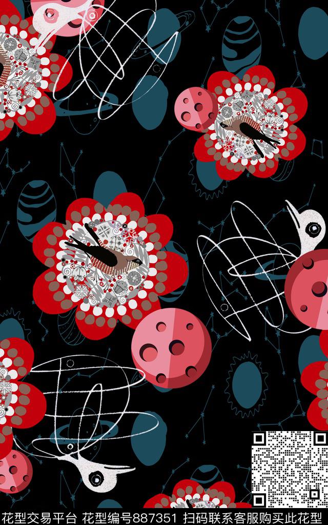 波西米亚民族风中国风数码印花华亿平台下载（图片编号: 887351） - 瓦栏（Walan）