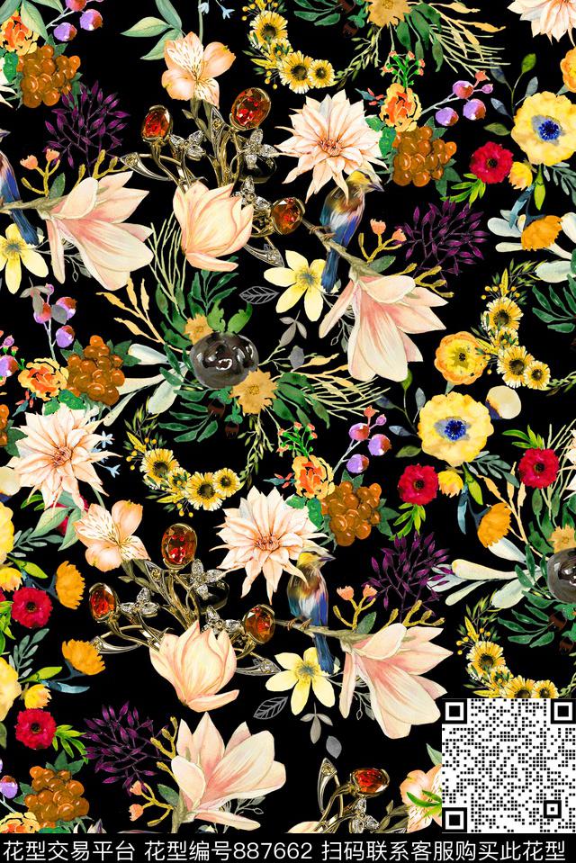 满版紧密小碎花数码印花华亿平台下载（图片编号: 887662） - 瓦栏（Walan）