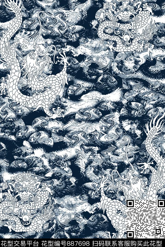 抽象纹理肌理纹理龙数码印花华亿平台下载（图片编号: 887698） - 瓦栏（Walan）