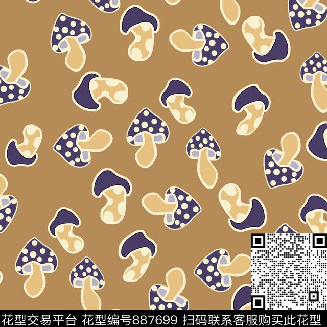 卡通蘑菇女装传统印花华亿平台下载（图片编号: 887699） - 瓦栏（Walan）