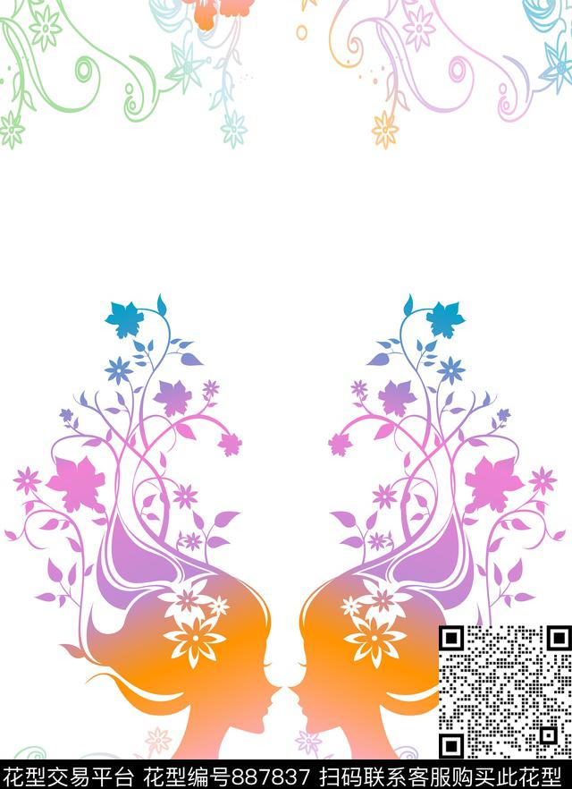 花朵花卉人数码印花华亿平台下载（图片编号: 887837） - 瓦栏（Walan）