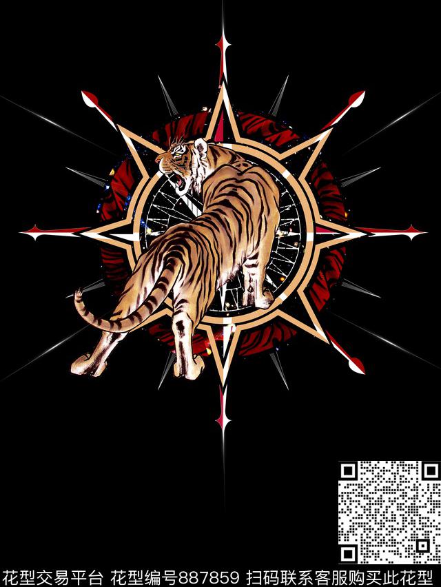 男装定位花动物数码印花华亿平台下载（图片编号: 887859） - 瓦栏（Walan）