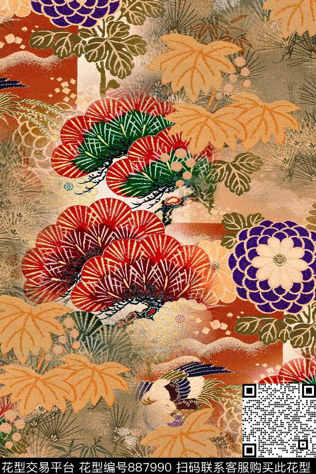 民族风花卉拼接数码印花华亿平台下载（图片编号: 887990） - 瓦栏（Walan）
