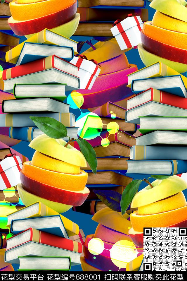 休闲手绘炫彩数码印花华亿平台下载（图片编号: 888001） - 瓦栏（Walan）