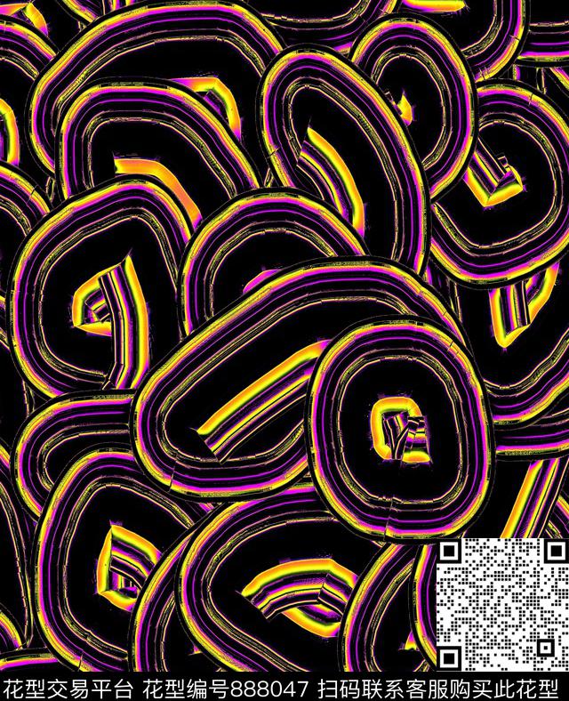 几何色块抽象数码印花华亿平台下载（图片编号: 888047） - 瓦栏（Walan）